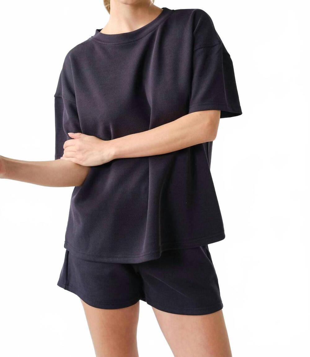 NEW MONO B luxe sand wash rib classic tee set in black
